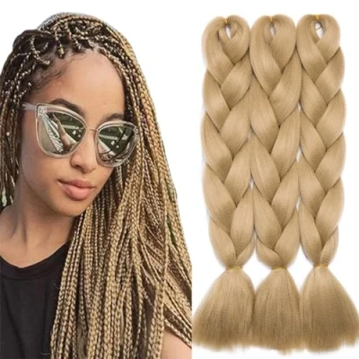 Afbeelding van TESS 24 inch vlechten, extensions, kunsthaar, crochet jumbovlechten, synthetisch haar, ombre, 1 stuk, 100 g/bundel 60 cm, middenblond
