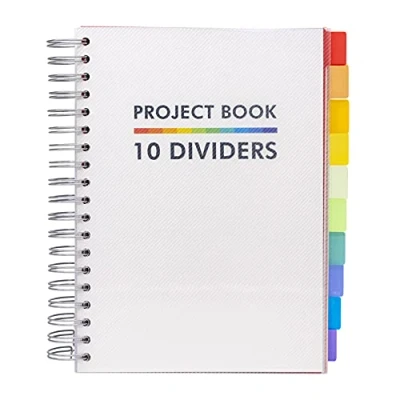 Image de Pukka Pad Cahier de projet B5 avec 10 intercalaires repositionnables pour organisation 400 pages perforées papier 80 g/m² Carnet 200 feuilles l&#039;école, le bureau et la maison Blanc