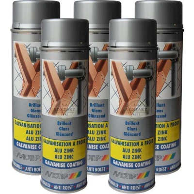 Afbeelding van MoTip Industrial Alu Zinkspray in Spuitbus 500ml Roestbescherming Hittebestendig
