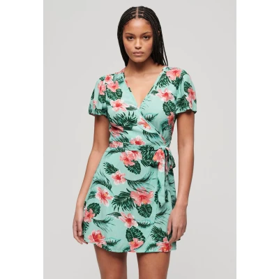 Afbeelding van Superdry Printed MINI WRAP Jurk, Dames, Maat: 42, Luna rose mint