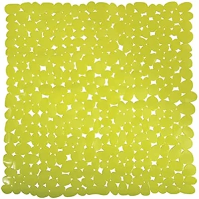 Afbeelding van MSV Douche/bad anti slip mat badkamer pvc limegroen 54 x cm zuignappen steentjes motief