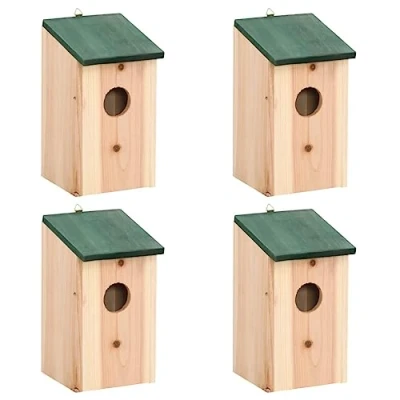 Afbeelding van Vogelhuisjes 4 st 12x12x22 cm hout