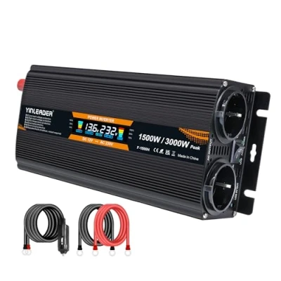 Afbeelding van Spanningsomvormer 12V 230V 1500W / 3000W stootkracht omvormer LCD stroomomvormer met 2 stopcontacten 1 USB