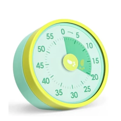 Afbeelding van FAOKZE minuteur visuel pour enfants, minuterie visuelle de 60 minutes, bureau enseignants, école, cuisine, pâtisserie, salle gym, à thé, œufs, outils