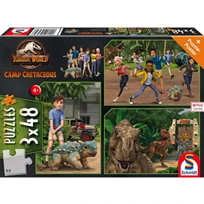 Afbeelding van Nieuw avontuur, avontuur op Isla Nublar, 3 x 48 stukjes (puzzel): kinderpuzzel Jurassic World Camp Cretaceous
