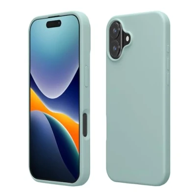 Afbeelding van kwmobile telefoonhoesje geschikt voor Apple iPhone 16 Plus Hoesje met siliconen coating Smartphone case in mintgroen
