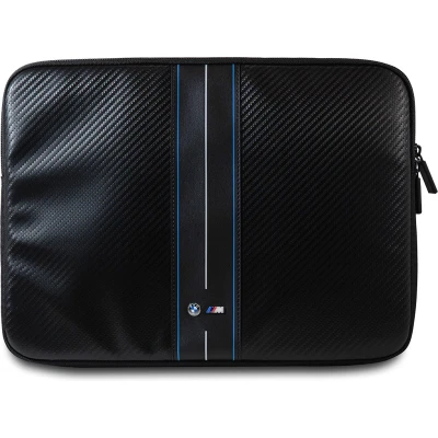 Afbeelding van BMW Carbon Blue Stripes Laptop Sleeve Geschikt voor o.a. Apple MacBook (16&quot;) Zwart