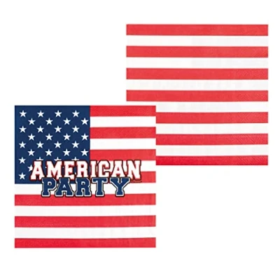 Afbeelding van Boland 20 servetten American Party 33 x cm decoratieve 100% papier verjaardag themafeest 44975