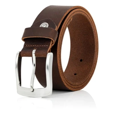 Afbeelding van LINDENMANN Lederen riem voor heren, rundleer, 40 mm breed, donkerbruin, Bruin