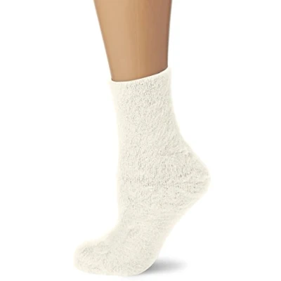 Image de Damart Chaussettes de Lit pour Femmes, Réversibles, Bouclette Thermolactyl et Fines Côtes, Gris Perle, Taille 39/41, Blanc Naturel, 39 41 EU
