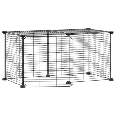 Afbeelding van vidaXL Huisdierenkooi met deur 8 panelen 35x35 cm staal zwart
