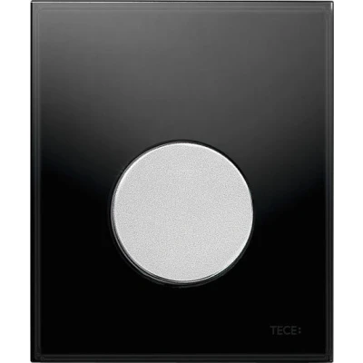 Afbeelding van Tece loop urinoir bedieningsplaat glas zwart, toets mat chroom Duurzaam materiaal