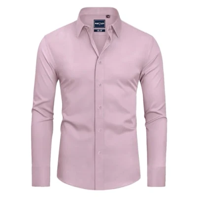 Afbeelding van DEMEANOR Overhemd met lange mouwen voor heren, slim fit, strijkvrij, vrijetijdshemd, Paars/Grijs