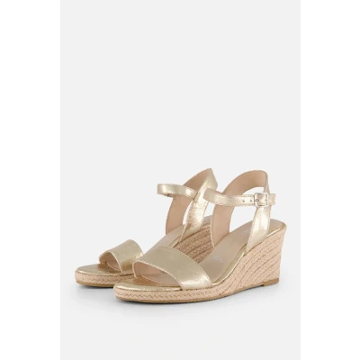 Afbeelding van Tamaris espadrilles met sleehak metallic goud Maat 40
