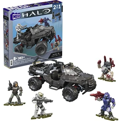 Afbeelding van MEGA Halo Infinite, UNSC Razorback 2 in 1 aanval, bouwvoertuig, 302 delen, bouwsteenset, 8 jaar en ouder, GYG59