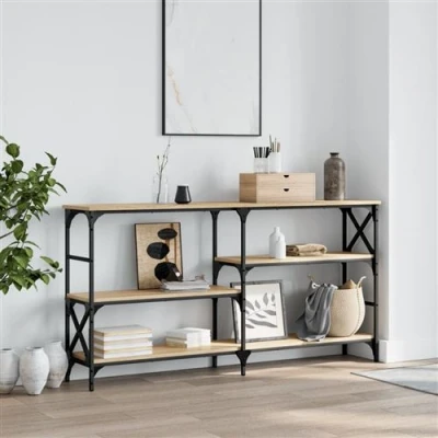 Afbeelding van Wandtafel 150x29x76,5 cm bewerkt hout sonoma eikenkleurig