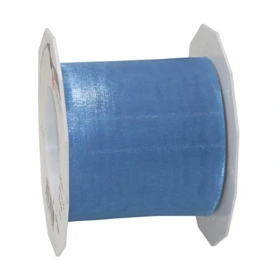 Afbeelding van Präsent Sheer lichtblauw lint van organza, glanzend en zijdeachtig, rol 25 m, breedte 72 mm, accessoires voor decoreren knutselen, decoratieve band cadeautjes feesttafel