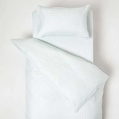 Afbeelding van Homescapes kinderbedlinnen aqua, 120 x 150 cm met satijnen strepen, 100% Egyptisch katoen