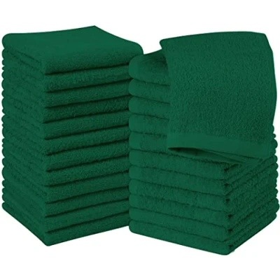 Afbeelding van Utopia Towels, set van 24 katoenen washandjes, 100% ringgesponnen katoen, premium flanel, zeer absorberend en zacht, groen (donkergroen)