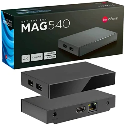 Afbeelding van MAG 540 Original Infomir &amp; HD Digital 4K Set Top Box Multimedia Player Internet TV IP receiver UHD 60FPS 2160p @60fps HDMI 2.1 en HEVC ondersteunt USB 3.0 ARM Cortex A35 + kabel