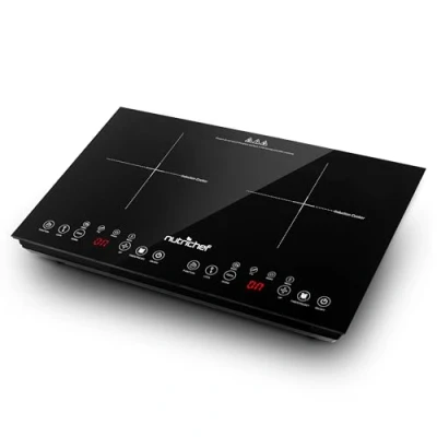Afbeelding van NutriChef Inductie Kookplaat Dubbel Draagbare Keramische 230V met Kinderslot 2 Pits Compatibel RVS Pannen