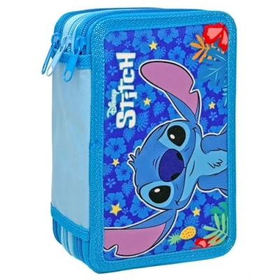 Afbeelding van Clondo Etui met 3 vakken, 3D kinderen, jongens en meisjes, drievoudige vulling, 44 accessoires voor school, jongens, ritssluitingen, 20 cm, viltstiften, potloden, schrijfwaren, Stitch Pin,