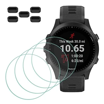 Afbeelding van MTHGH 4 stuks displaybeschermfolie voor Garmin Forerunner 945 Running / Triathlon + 5 stofdichte plug, 9H glas, krasbestendig, luchtbelvrij, ultra pantserfolie