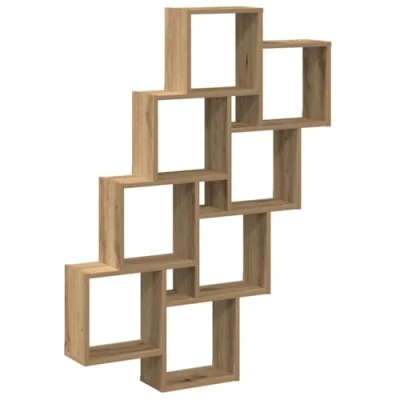 Afbeelding van vidaXL Wandschap kubus 90x15x119,5 cm bewerkt hout artisanaal eiken