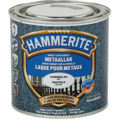 Afbeelding van Hammerite Metaallak Hamerslag Wit 0.25L