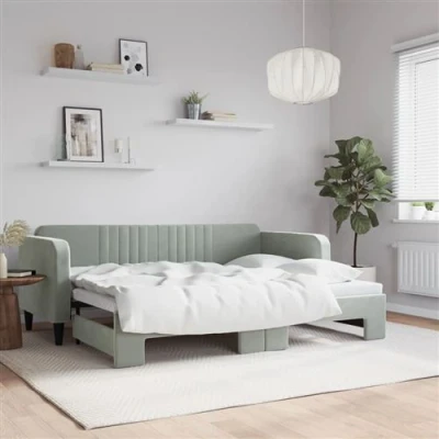 Afbeelding van vidaXL Slaapbank met onderschuifbed 80x200 cm fluweel lichtgrijs