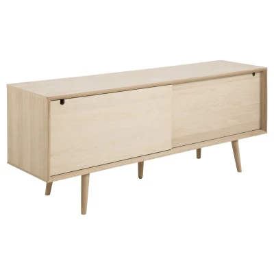 Afbeelding van Hjem Interiors Tilda Blank Eiken Dressoir met Schuifdeuren en 5 Lades