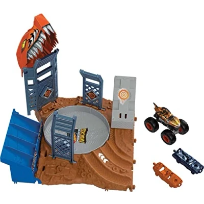 Afbeelding van Hot Wheels Monstertrucks Arena Slopers Tiger Shark Spin Out Uitdaging