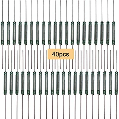 Afbeelding van QitinDasen 40 stuks Premium MKA 14103 AT10 15 groene glazen buis riet schakelaar, 2 x 14 mm magnetisch contact rietschakelaar, reed normaal open (N/O) magnetische inductieschakelaar