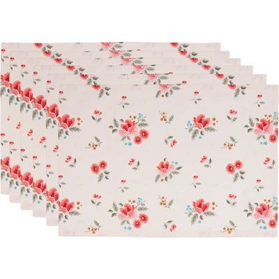 Afbeelding van Clayre &amp; Eef Placemats Set van 6 48x33 cm Beige Katoen Rechthoek
