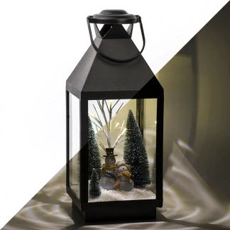 Afbeelding van Kerstlantaarn met sneeuwpoppen 48 cm (LED, Batterijen)