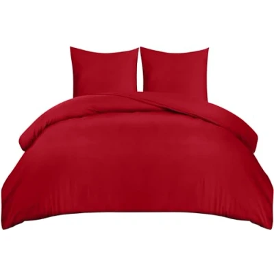 Afbeelding van Utopia Bedding Dekbedovertrekset van zachte microvezel Dekbedovertrek 260 x 240 cm met kussenslopen 65 Beddengoed Rood