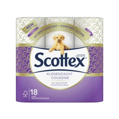 Afbeelding van Scottex Toiletpapier, gevoerd, 18 rollen, zeer comfortabel en zacht, verpakking 100% recyclebaar