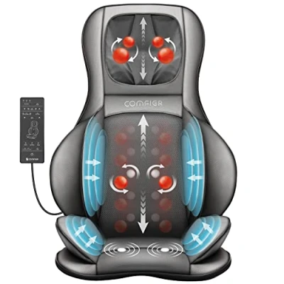 Image de COMFIER Siège Massant Shiatsu avec Compression et Roulement Masseur de Dos Chaleur, Chaise Massage pétrissage pour Le Dos, Cou Les épaules, Soulagement la Douleur