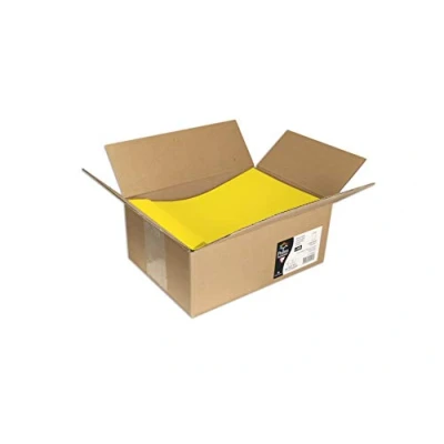 Afbeelding van Clairefontaine 7057C karton met 200 zelfklevende hoezen formaat 22,9 x 32,4 cm 120 g/m² geel uitnodiging en overeenstemming pollen serie premium papier glad