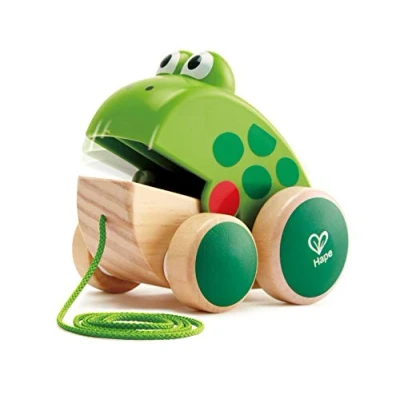 Image de Jouet à tirer ou pousser Hape Grenouille en bois