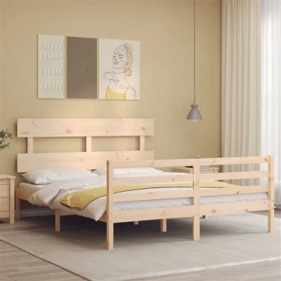 Image de vidaXL Cadre de lit avec tête 160x200 cm bois massif