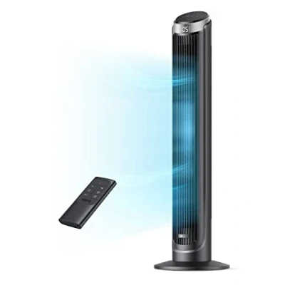 Afbeelding van Dreo 28dB torenventilator met afstandsbediening, 7,9 m/s snelheid, 90 oscillerend, stille koeling, 3 modi, 12 uur timer, led display, vloerventilator voor slaapkamer kantoor.