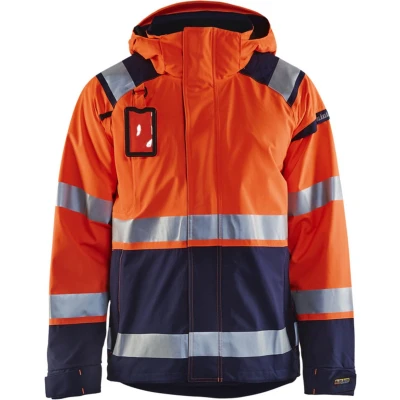 Afbeelding van Blåkläder 4987 1987 Shell jack High Vis ongevoerd Oranje/Marineblauw maat XL