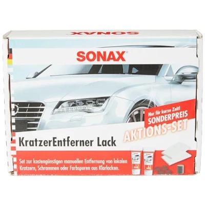 Afbeelding van SONAX Actieset voor het verwijderen van krassen (2 x 25 ml) verwijdert en slijtage transparante lak artikelnummer 03058410, rood, actiekit (50