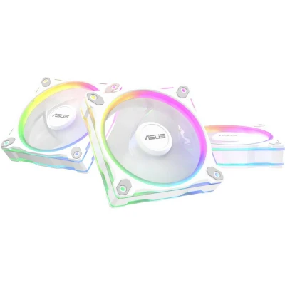 Afbeelding van ASUS Prime MR120 ARGB Reverse Triple Pack White Edition, 120 mm PWM ventilator, 20 leds, ventilatorsnelheid 1600 tpm, 58 CFM luchtstroom, 28 dik frame, Aura Sync