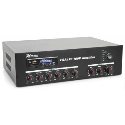 Afbeelding van PBA120 100V versterker 120W van Power Dynamics met Bluetooth, Radio &amp; USB SD speler