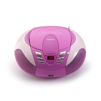 Afbeelding van Lenco SCD 37 USB Pink Draagbare FM Radio CD en speler Roze