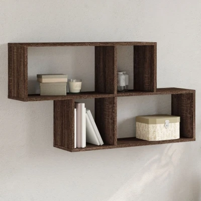 Afbeelding van Wandschap 100x20x53 cm bewerkt hout bruin eikenkleurig