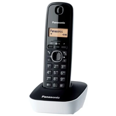 Afbeelding van Panasonic KX TG1611JTW digitale draadloze telefoon, basiseenheid en eenvoudige ontvanger, beller ID, batterij met lange levensduur, lcd display, telefoonboek, wekkergeheugen, alarm, wit