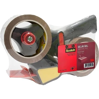 Afbeelding van Scotch verpakkingstape Heavy ft 50 mm x 66 m bruin, 2 rollen met Pistol Grip dispenser